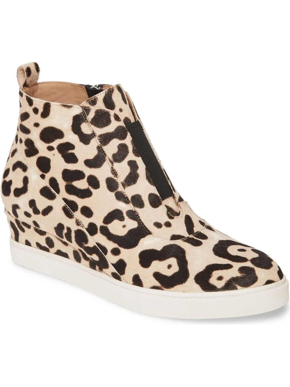 Linea Paolo Leopard-Print Wedge Sneaker Boot in Beige and Black